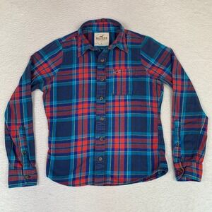VTG Hollister Button Down Flannel Shirt Mens Small Plaid 100% Cotton Y2K